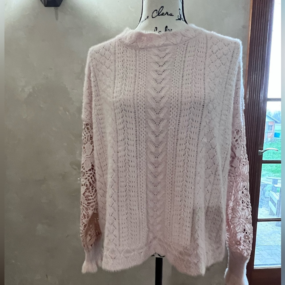 Lacey sleeve pullover sweater
